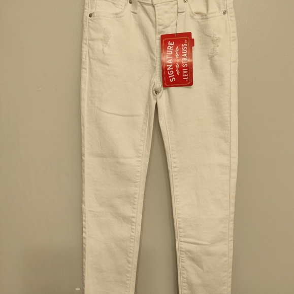 Levi's Girls Sz 8 Skinny Distressed White Jeans NWT - Picture 1 of 4